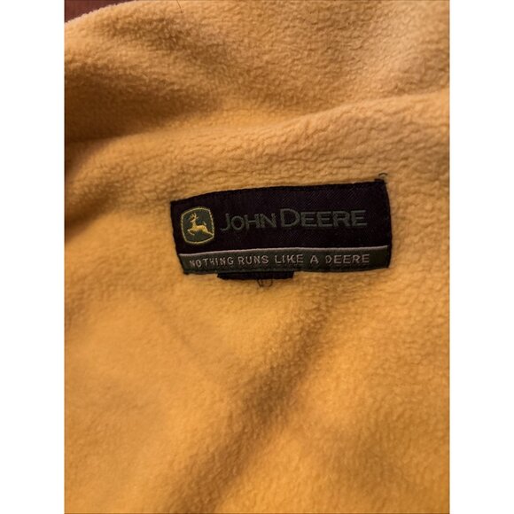 John Deere Green Jacket Size Large Mens Yellow Fleece Lined Vintage - Picture 4 of 7